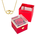 Rose éternelle & Collier Cœurs Entrelacés